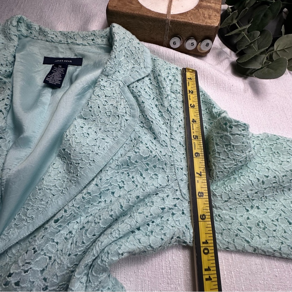 Jones Wear Women’s Lined Lace Mint Green Skirt Set Size 14 - Picture 9 of 16